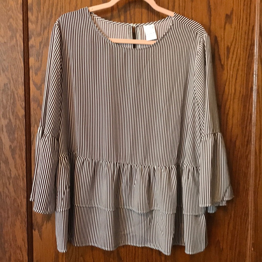 Maroon & White Striped Top